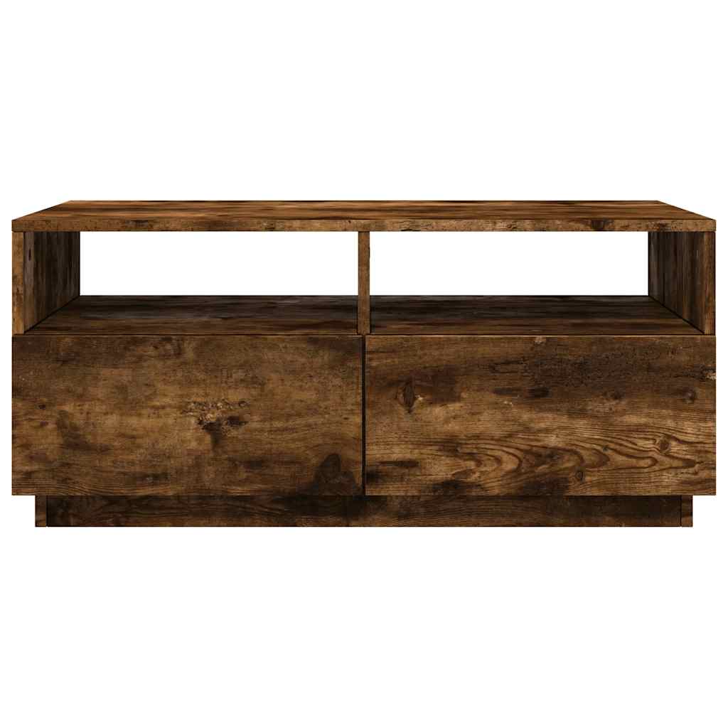 Stolić za kavu s LED svjetlima boja dimljenog hrasta 90x49x40cm