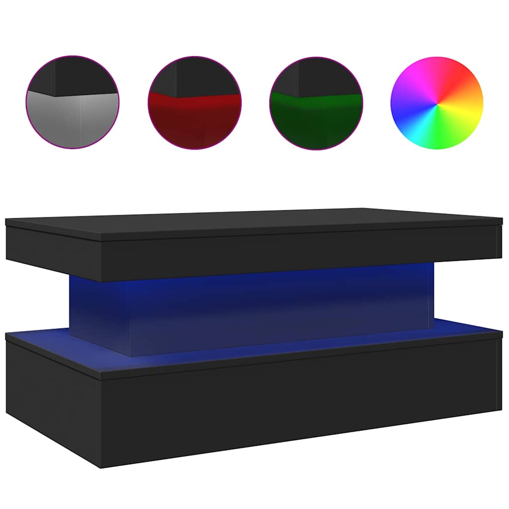 Stolić za kavu s LED svjetlima crni 90 x 50 x 40 cm