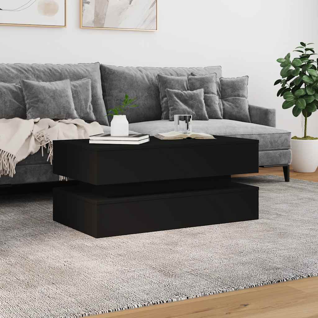 Stolić za kavu s LED svjetlima crni 90 x 50 x 40 cm