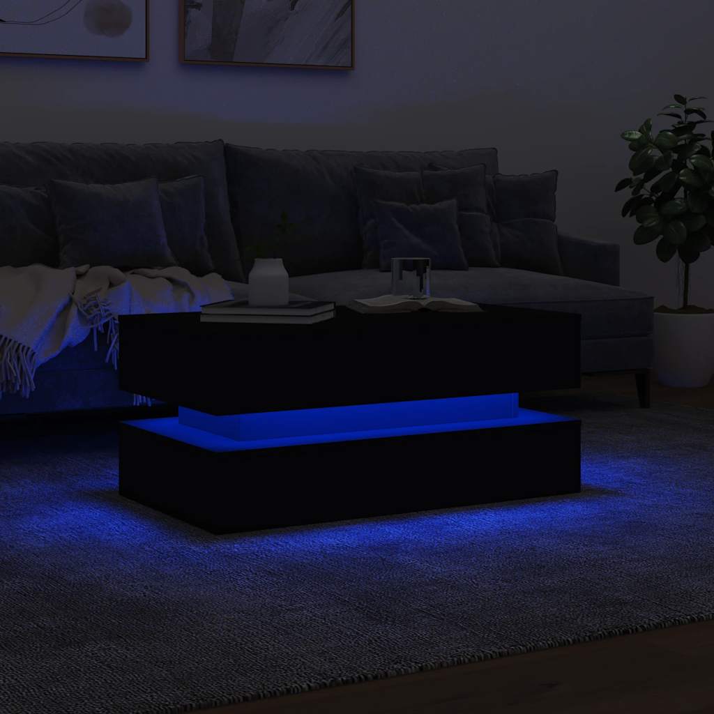 Stolić za kavu s LED svjetlima crni 90 x 50 x 40 cm