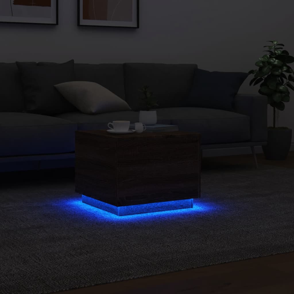 Ormarić za uzglavlje LED boja smeđeg hrasta 50x50x40 cm