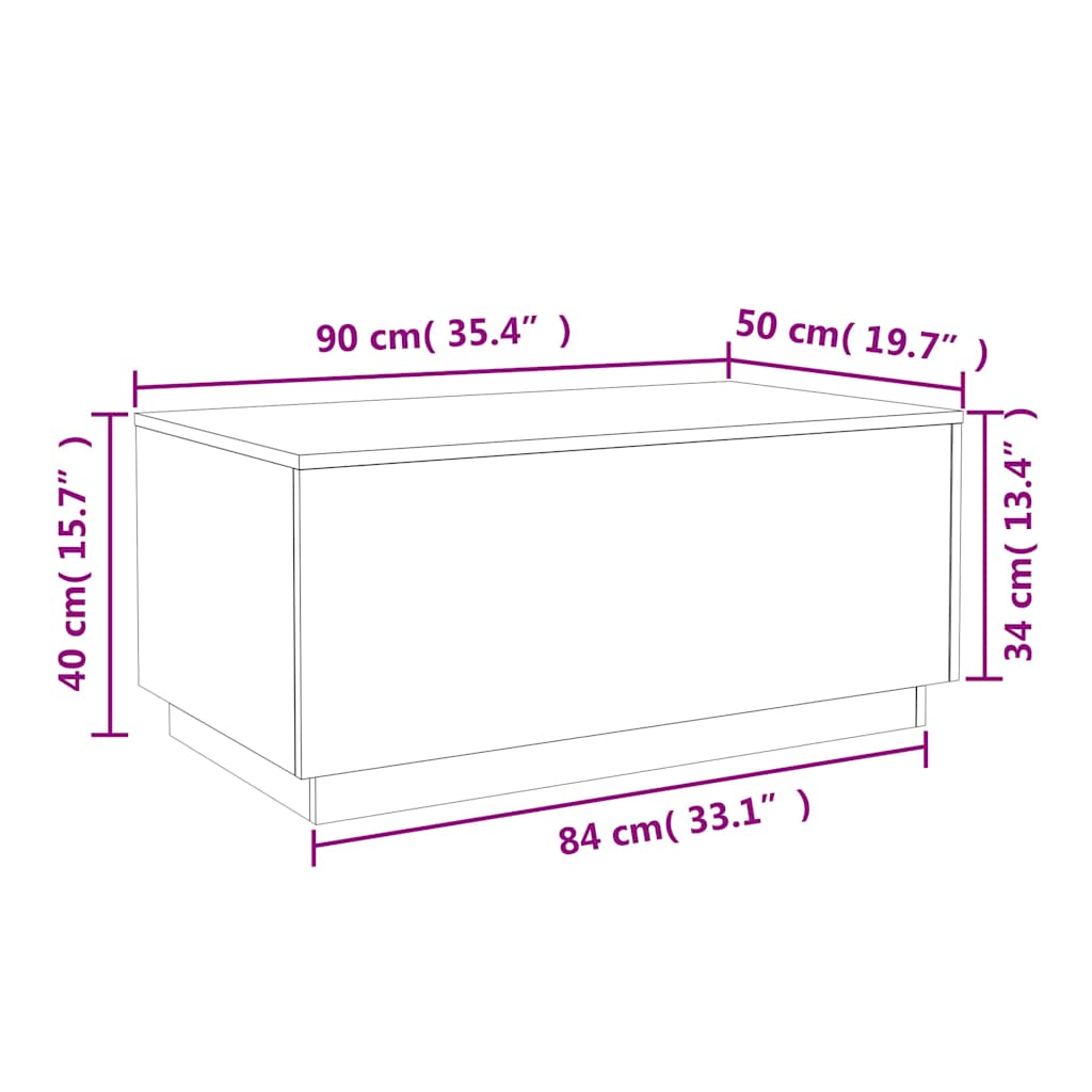 Stolić za kavu s LED svjetlima crni 90 x 50 x 40 cm