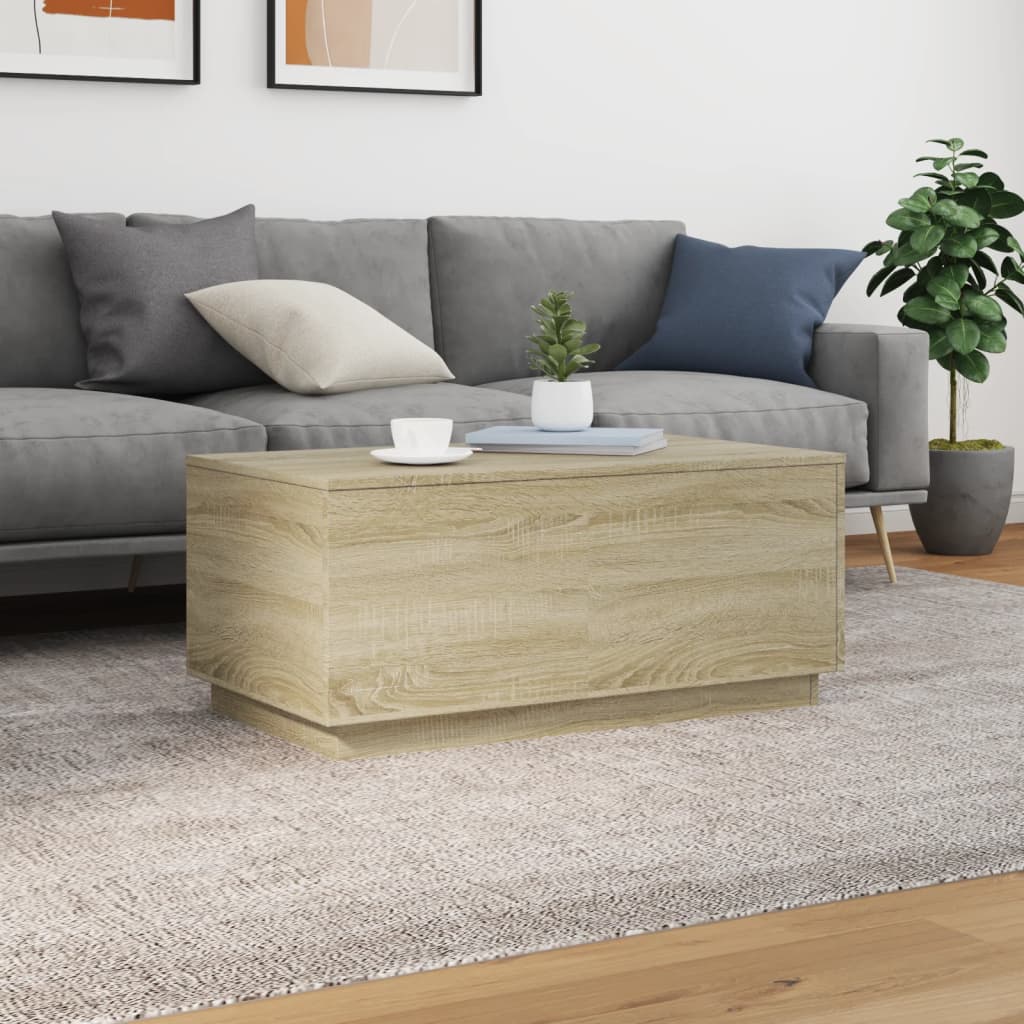 Stolić za kavu s LED svjetlima boja hrasta 90 x 50 x 40 cm