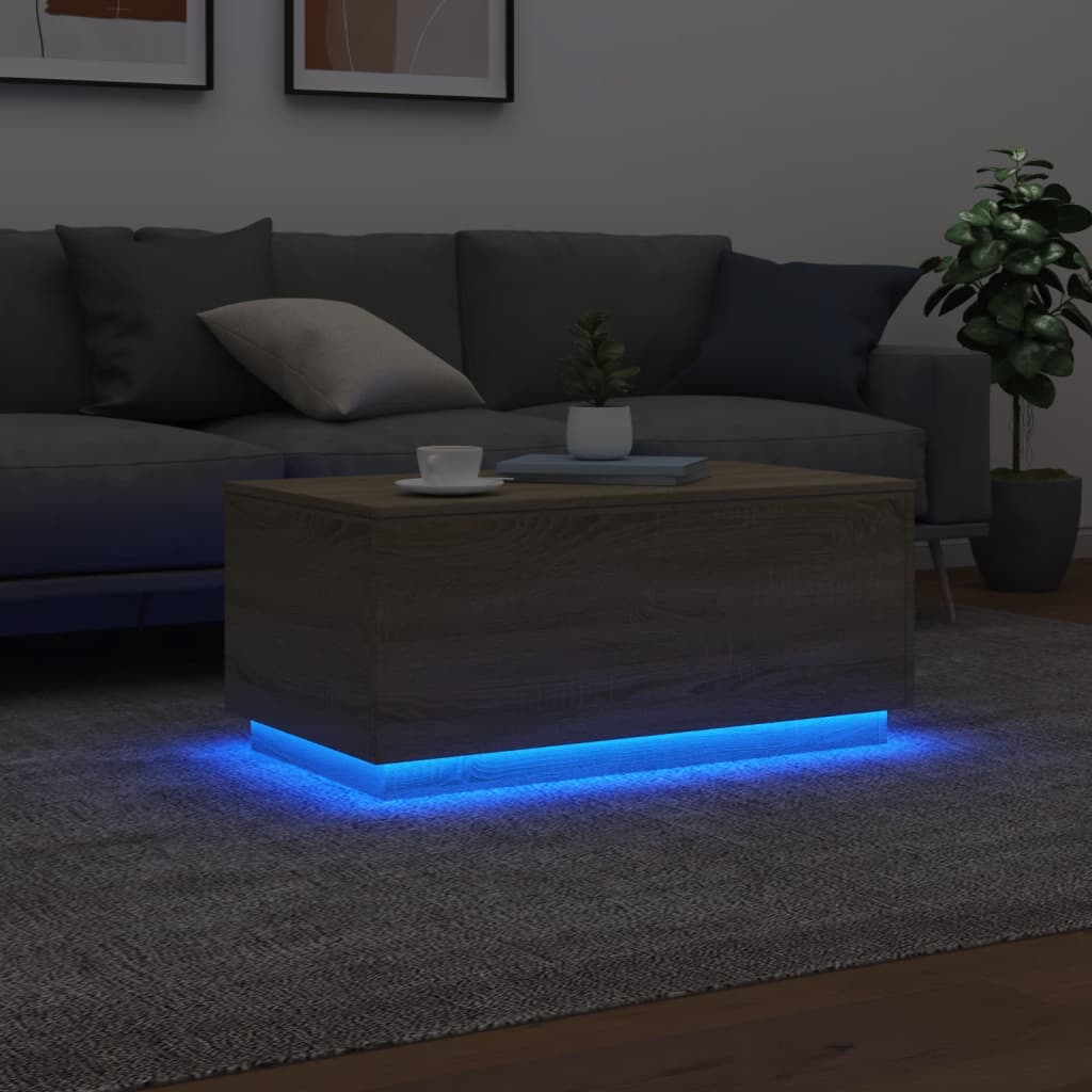 Stolić za kavu s LED svjetlima boja hrasta 90 x 50 x 40 cm