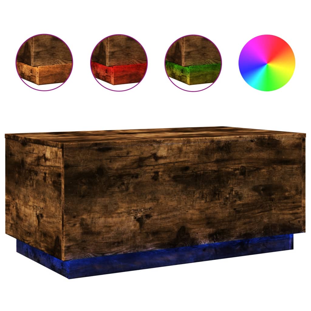 Stolić za kavu s LED svjetlima boja hrasta 90 x 50 x 40 cm