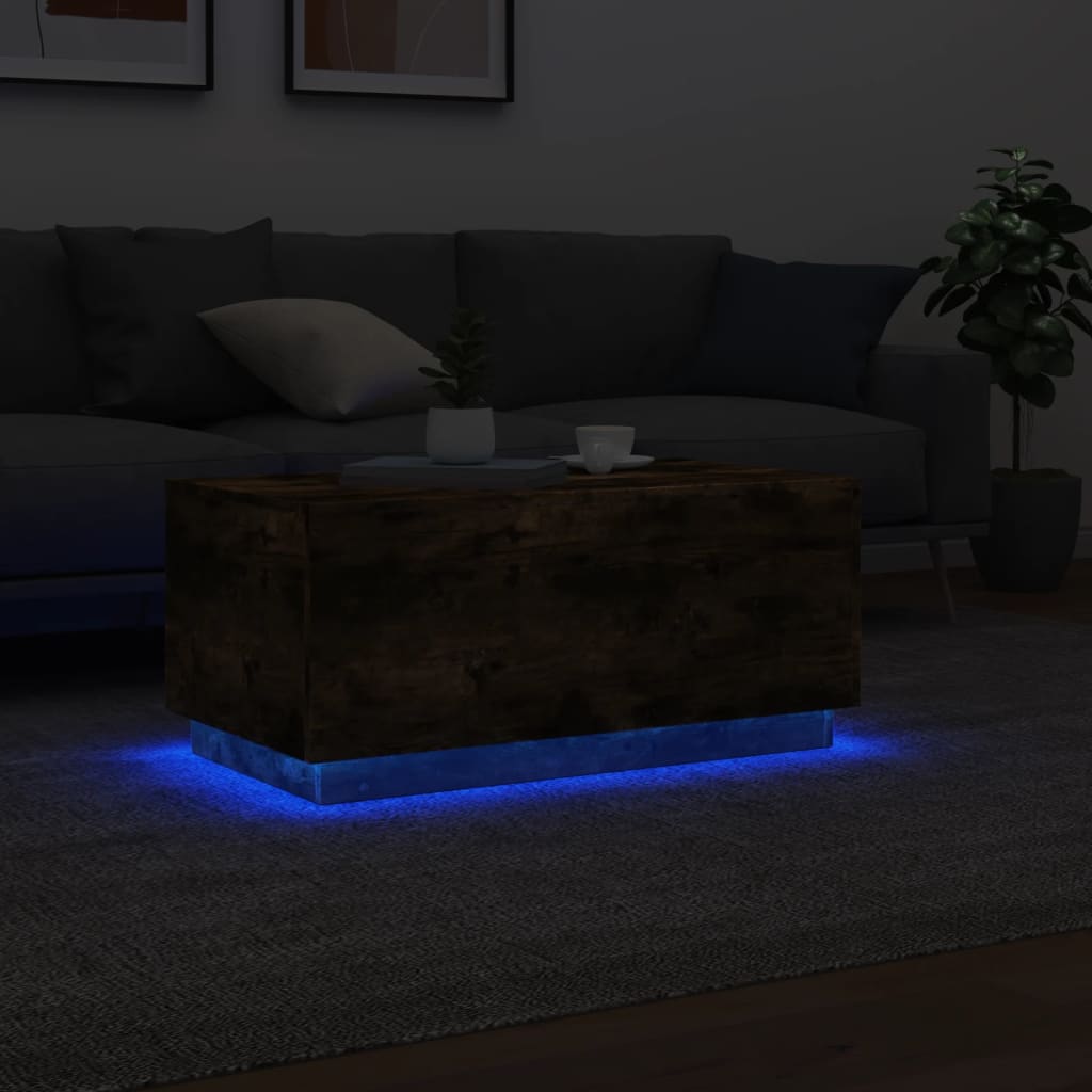 Stolić za kavu s LED svjetlima boja hrasta 90 x 50 x 40 cm