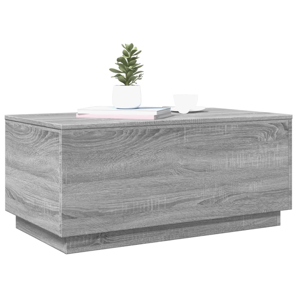 Stolić za kavu s LED svjetlima siva boja hrasta 90 x 50 x 40 cm