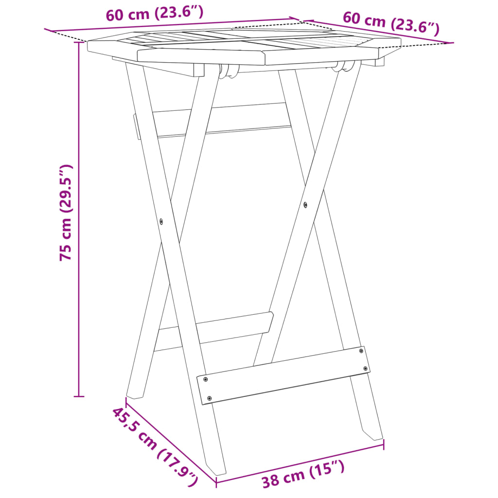 Sklopivi vrtni stol Ø60x75 cm od masivnog bagremovog drva