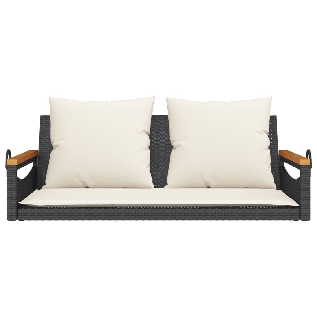 Klupa za ljuljanje s jastucima crna 109x62x40 cm od poliratana
