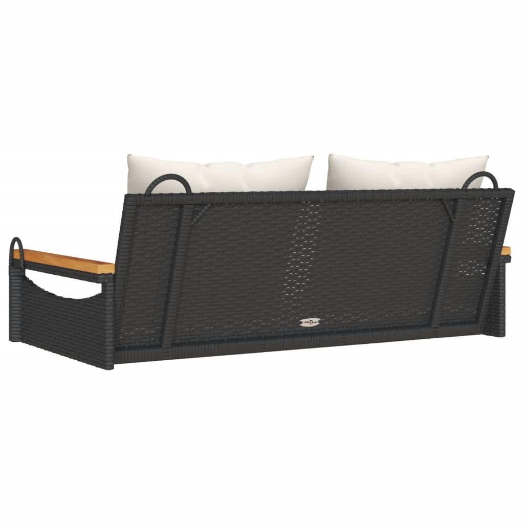 Klupa za ljuljanje s jastucima crna 109x62x40 cm od poliratana