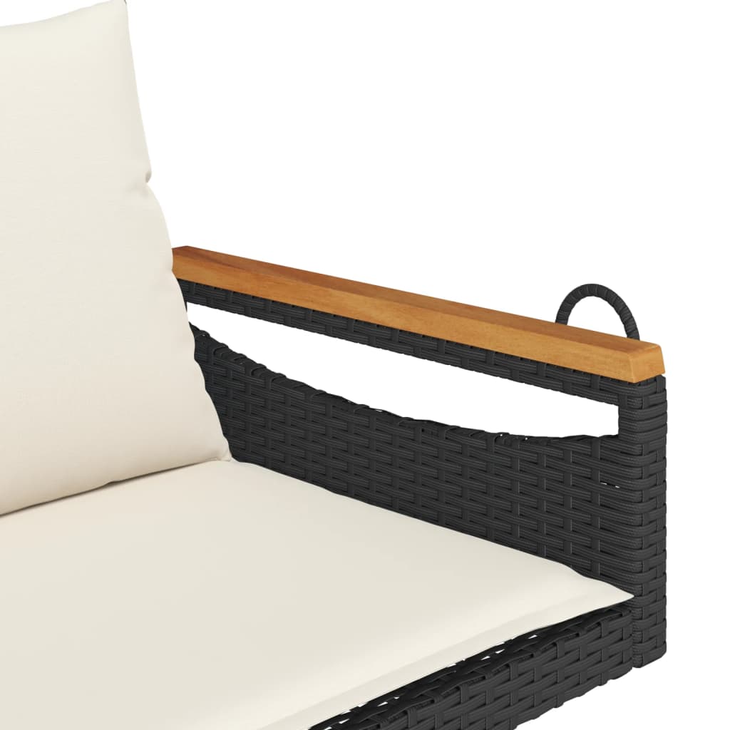 Klupa za ljuljanje s jastucima crna 109x62x40 cm od poliratana