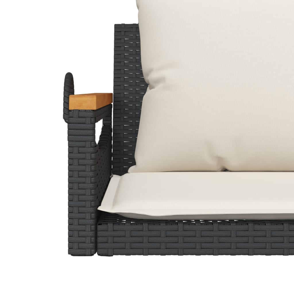 Klupa za ljuljanje s jastucima crna 109x62x40 cm od poliratana
