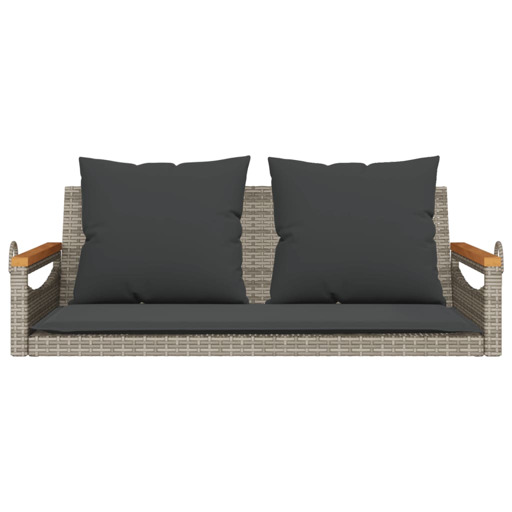 Klupa za ljuljanje s jastucima siva 109x62x40 cm od poliratana