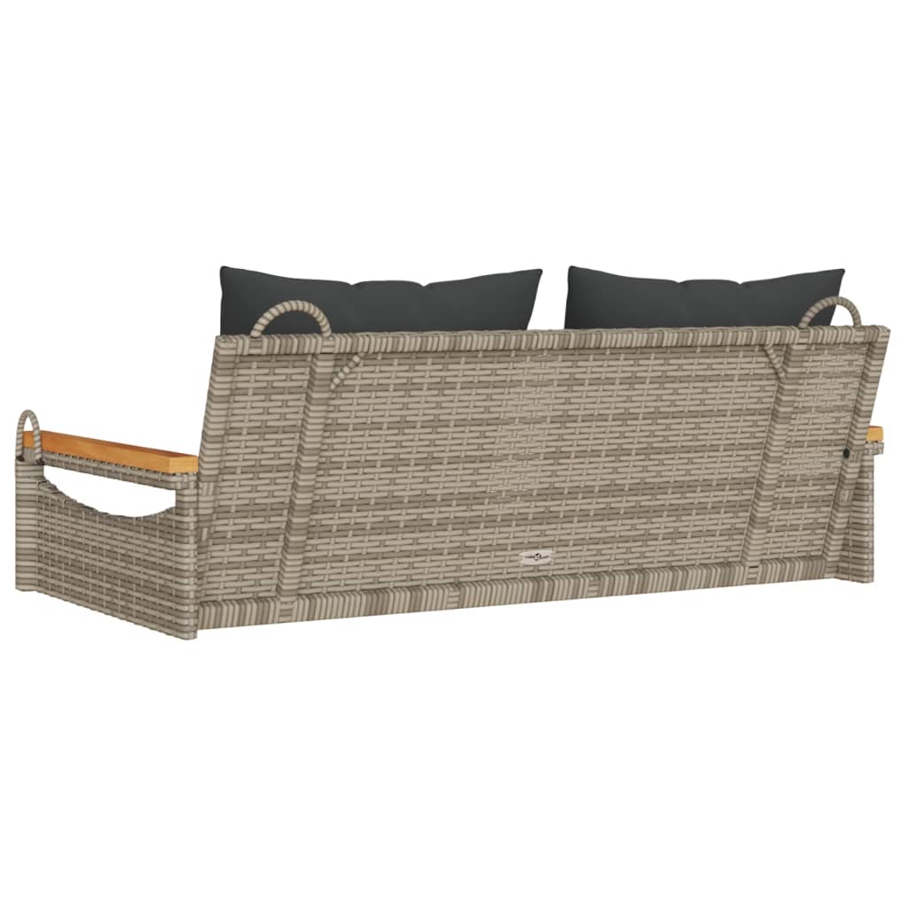 Klupa za ljuljanje s jastucima siva 109x62x40 cm od poliratana