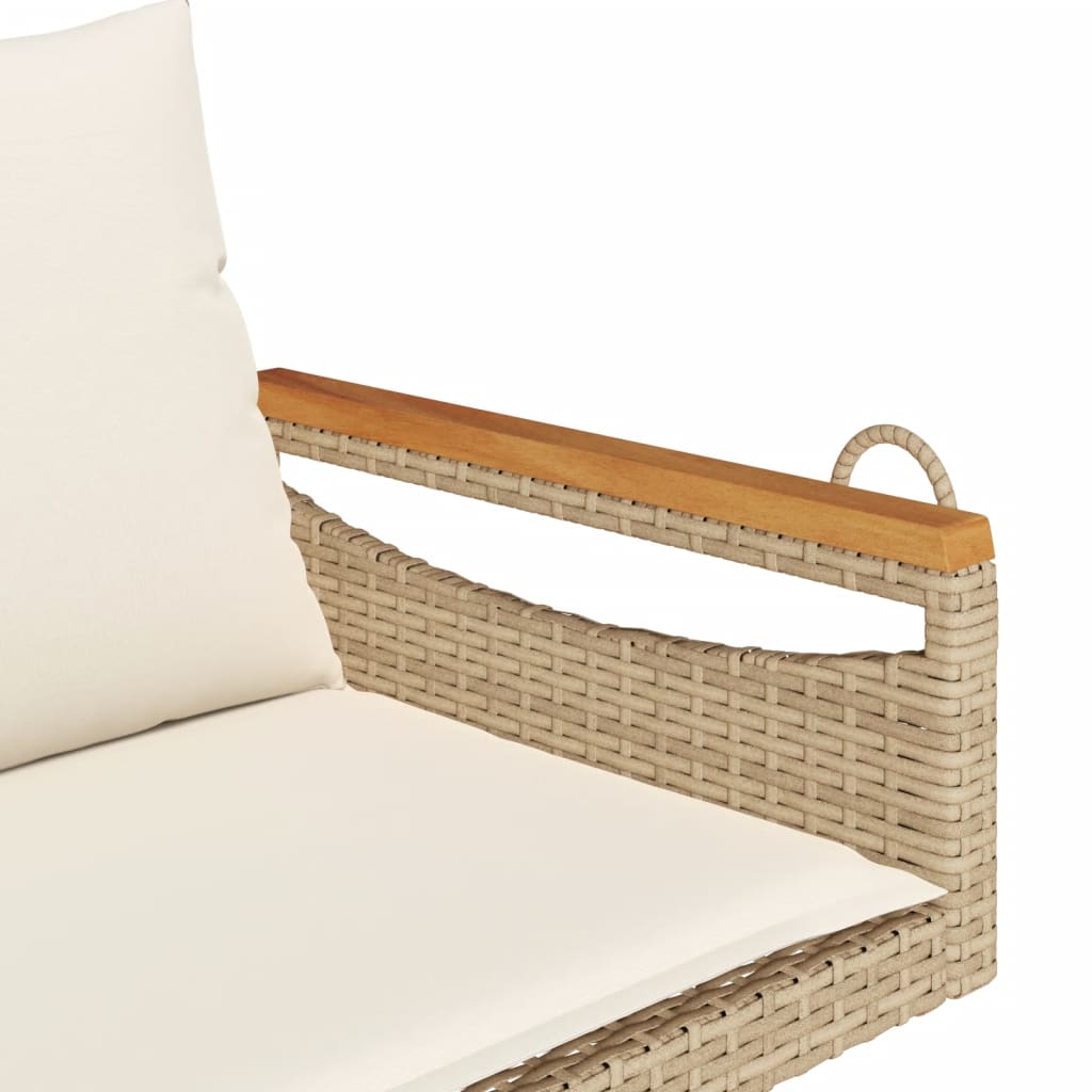 Klupa za ljuljanje s jastucima bež 109x62x40 cm od poliratana