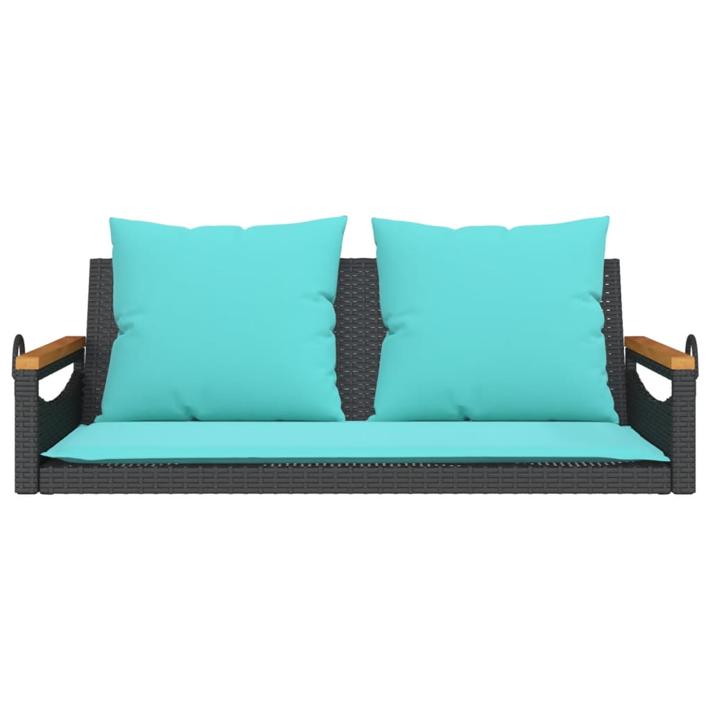 Klupa za ljuljanje s jastucima crna 109x62x40 cm od poliratana