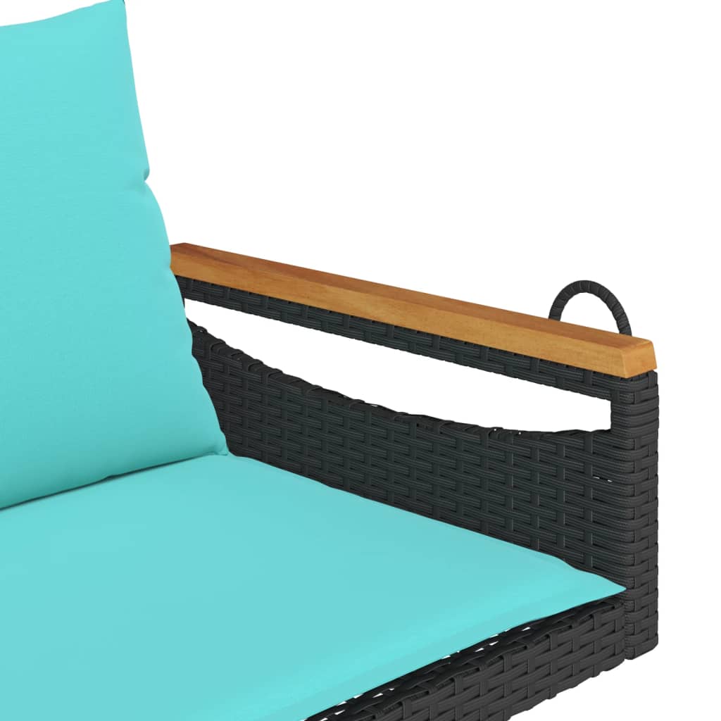 Klupa za ljuljanje s jastucima crna 109x62x40 cm od poliratana