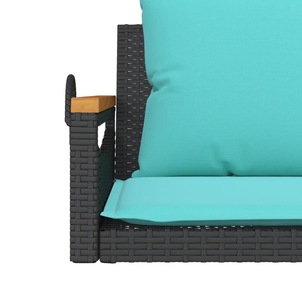 Klupa za ljuljanje s jastucima crna 109x62x40 cm od poliratana