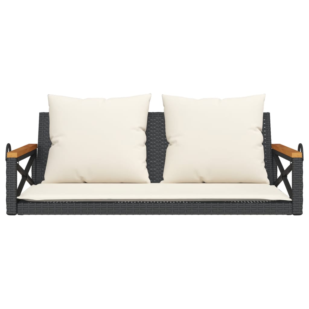 Klupa za ljuljanje s jastucima crna 109x62x40 cm od poliratana