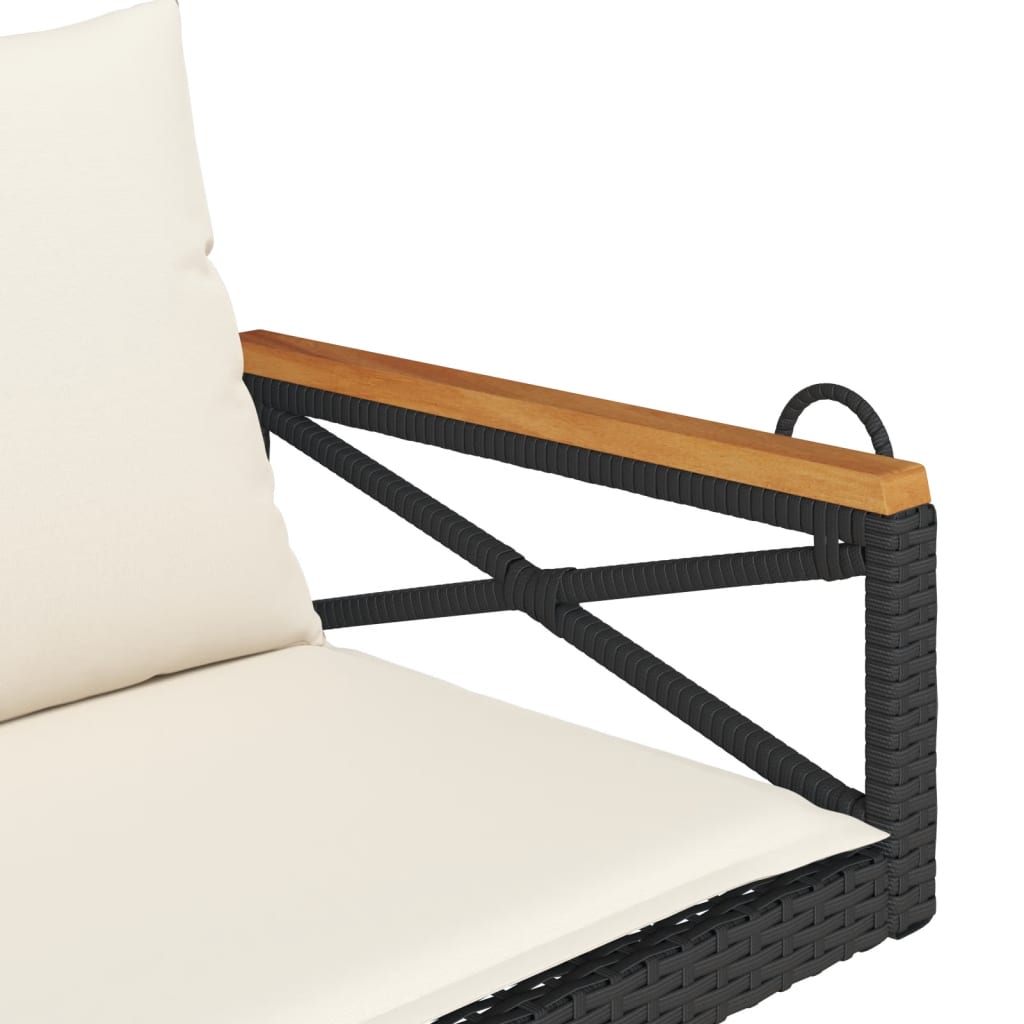 Klupa za ljuljanje s jastucima crna 109x62x40 cm od poliratana