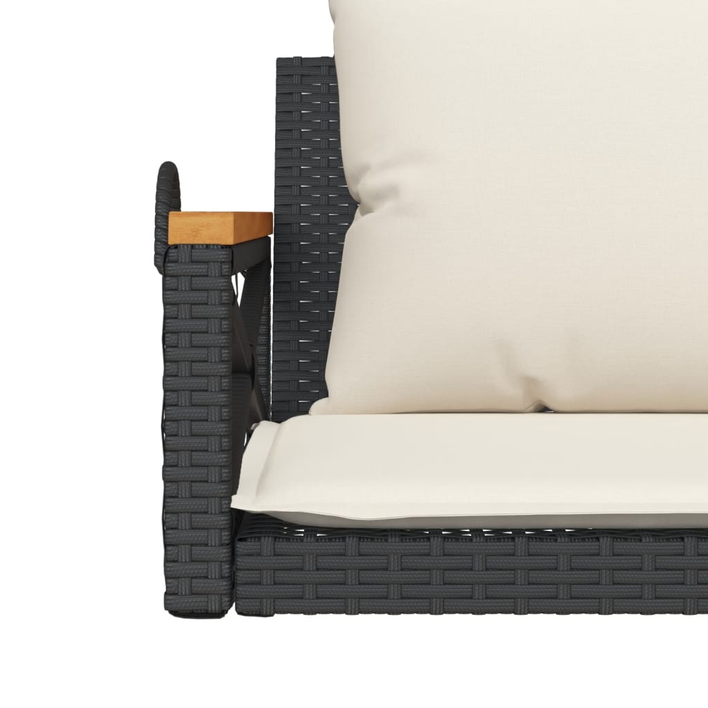 Klupa za ljuljanje s jastucima crna 109x62x40 cm od poliratana