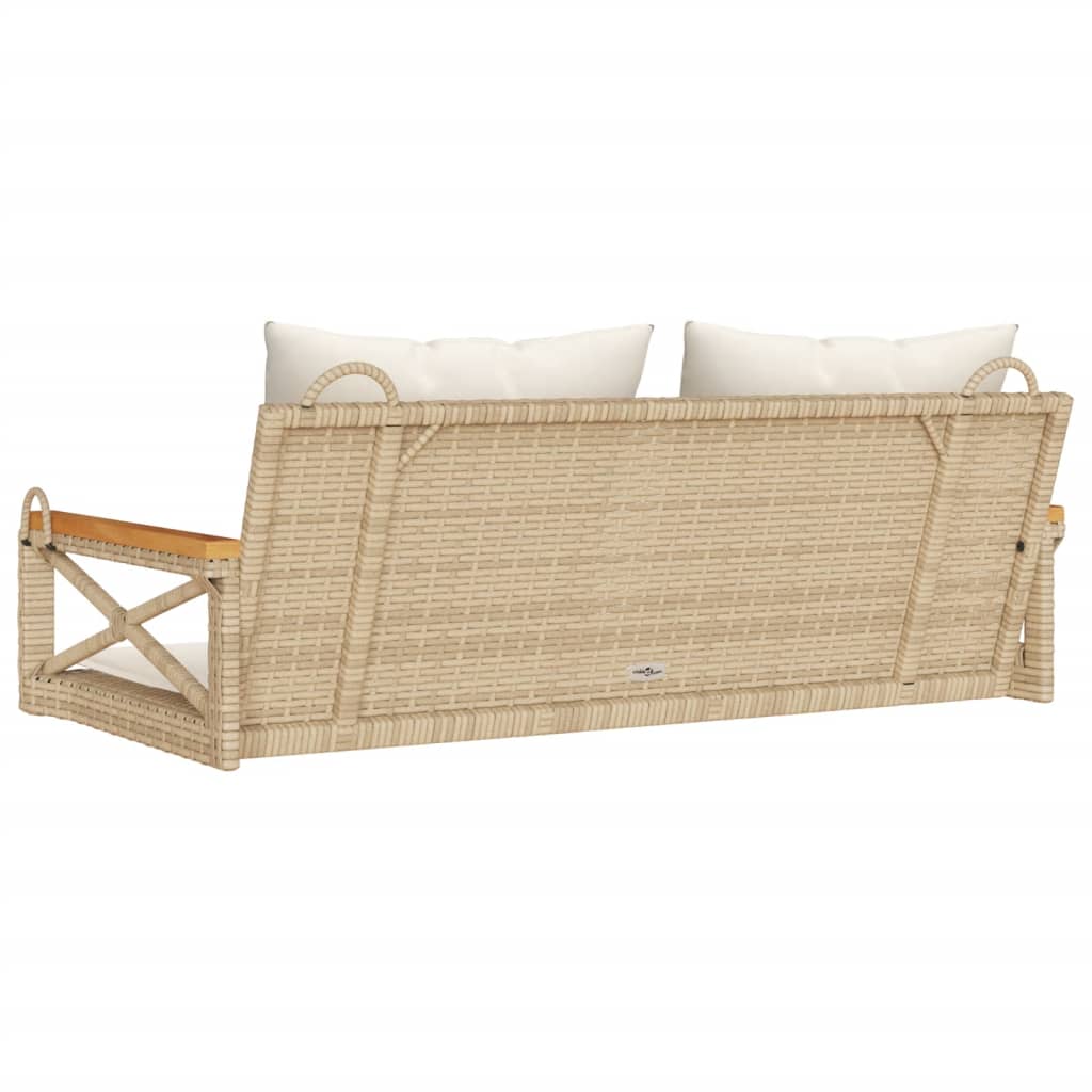 Klupa za ljuljanje s jastucima bež 109x62x40 cm od poliratana
