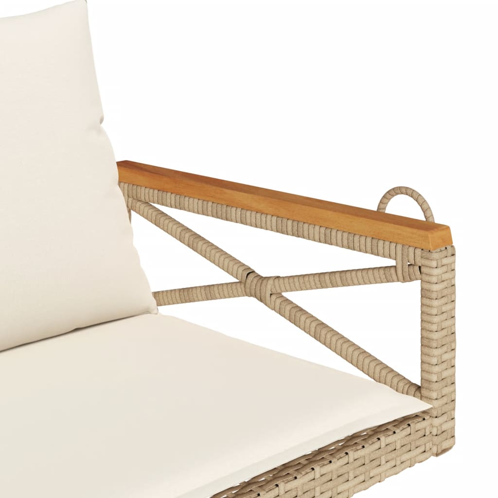 Klupa za ljuljanje s jastucima bež 109x62x40 cm od poliratana