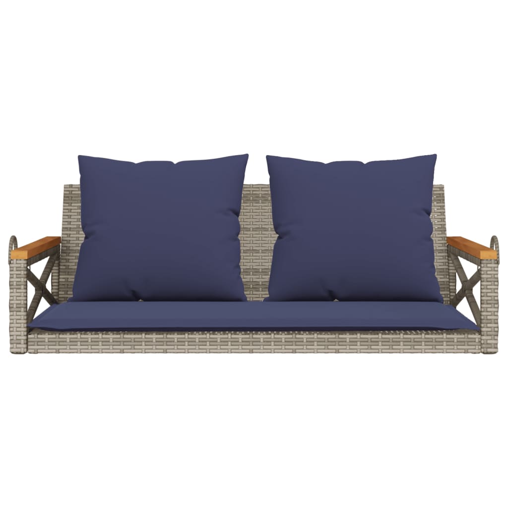 Klupa za ljuljanje s jastucima siva 109x62x40 cm od poliratana