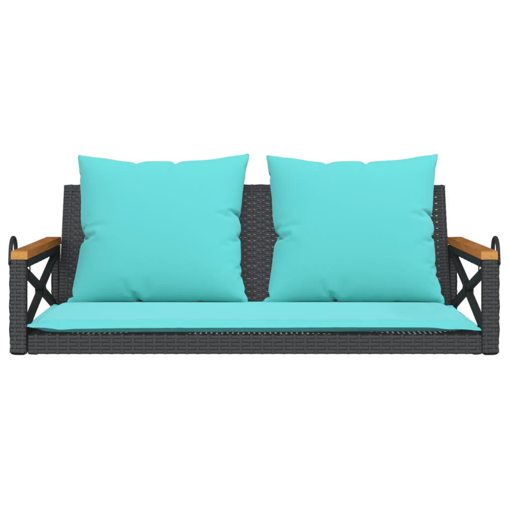 Klupa za ljuljanje s jastucima crna 109x62x40 cm od poliratana