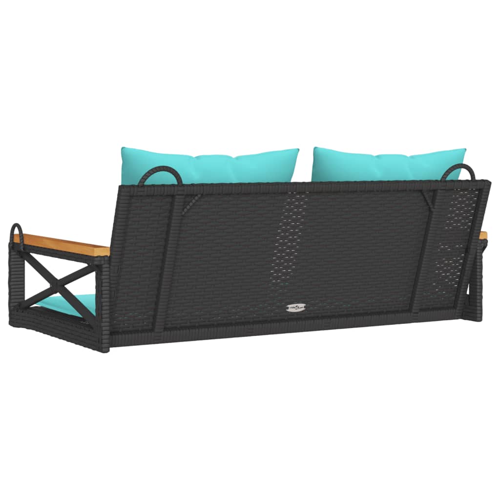 Klupa za ljuljanje s jastucima crna 109x62x40 cm od poliratana
