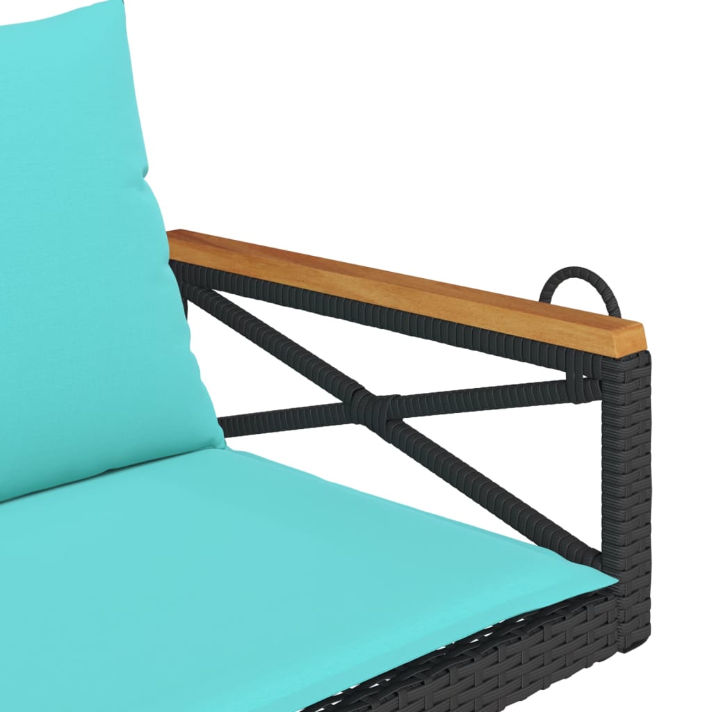 Klupa za ljuljanje s jastucima crna 109x62x40 cm od poliratana