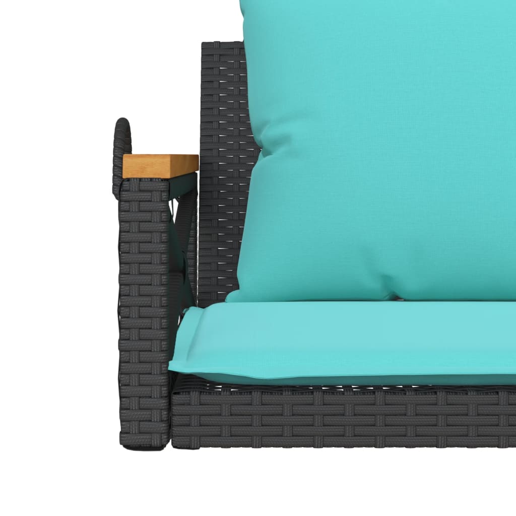 Klupa za ljuljanje s jastucima crna 109x62x40 cm od poliratana