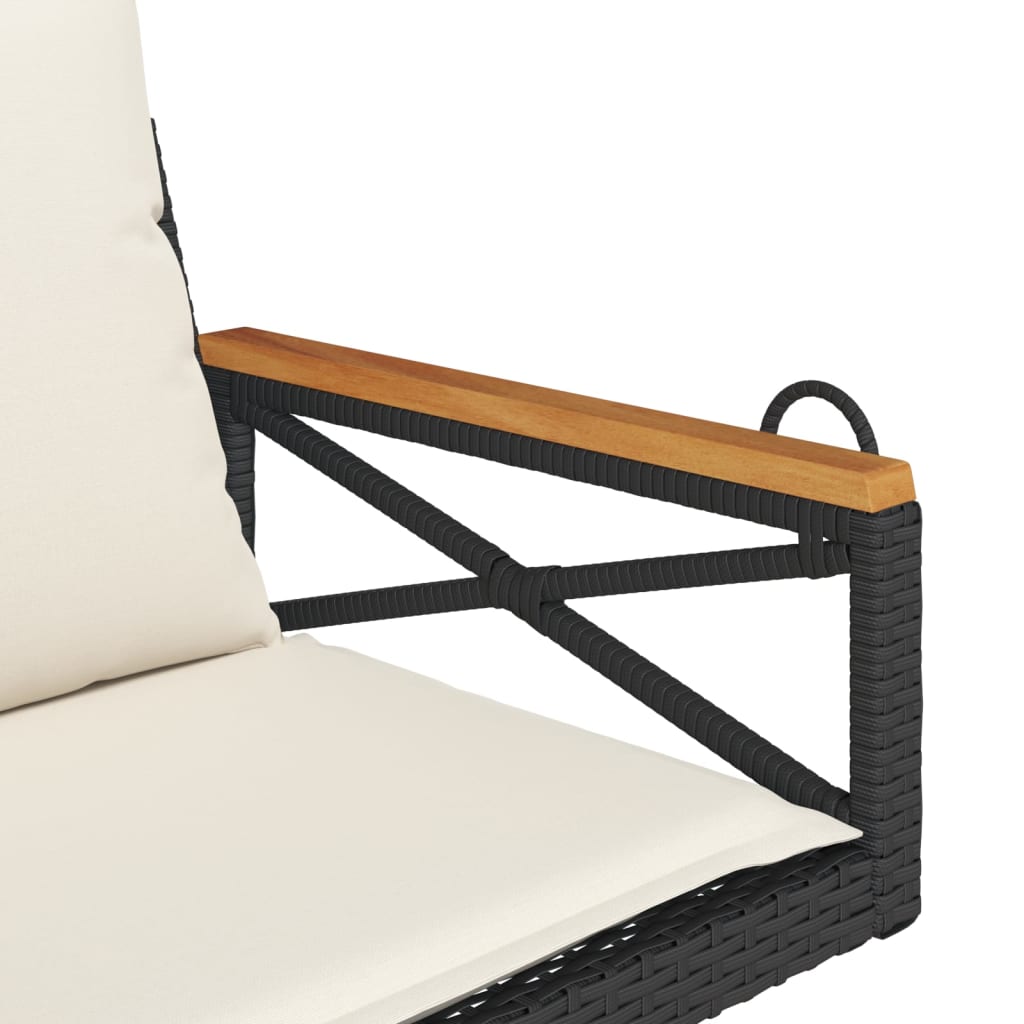 Klupa za ljuljanje s jastucima crna 63x62x40 cm od poliratana