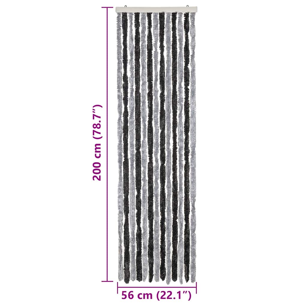 Zastor protiv muha siva i crna 56 x 200 cm od šenila