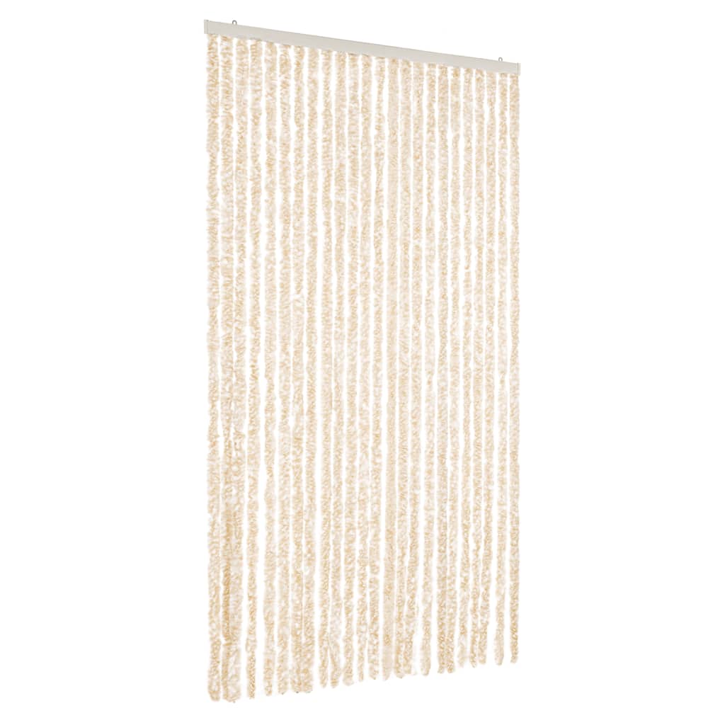 Zastor protiv muha bež i bijeli 100 x 220 cm od šenila