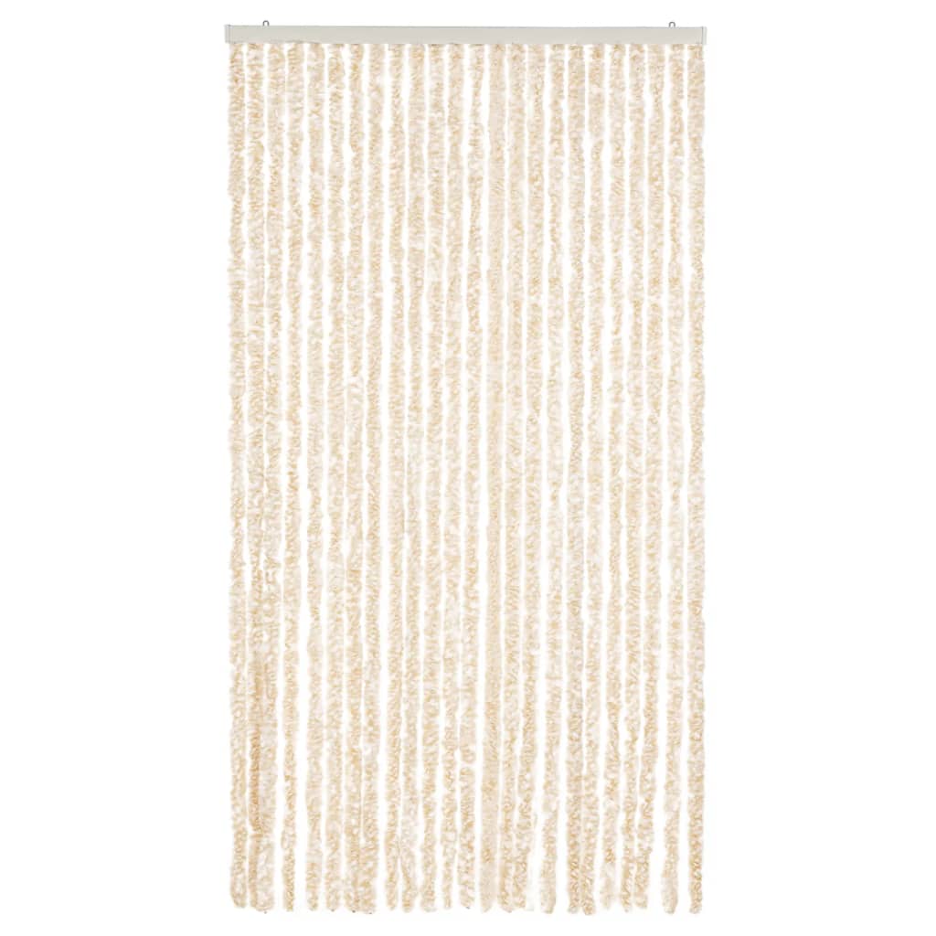 Zastor protiv muha bež i bijeli 100 x 220 cm od šenila