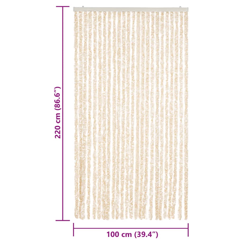 Zastor protiv muha bež i bijeli 100 x 220 cm od šenila