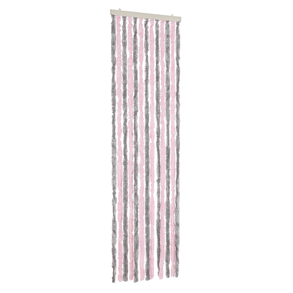 Zastor protiv muha srebrnosivi i ružičasti 56x185 cm šenil