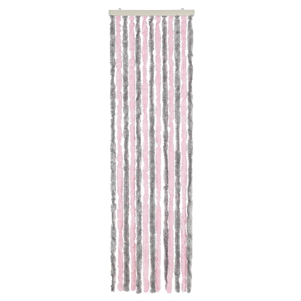 Zastor protiv muha srebrnosivi i ružičasti 56x185 cm šenil