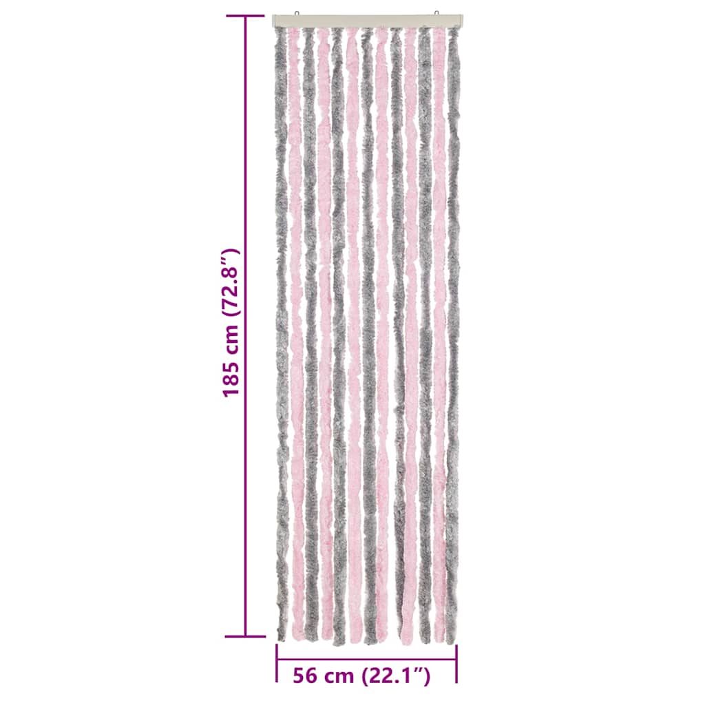 Zastor protiv muha srebrnosivi i ružičasti 56x185 cm šenil