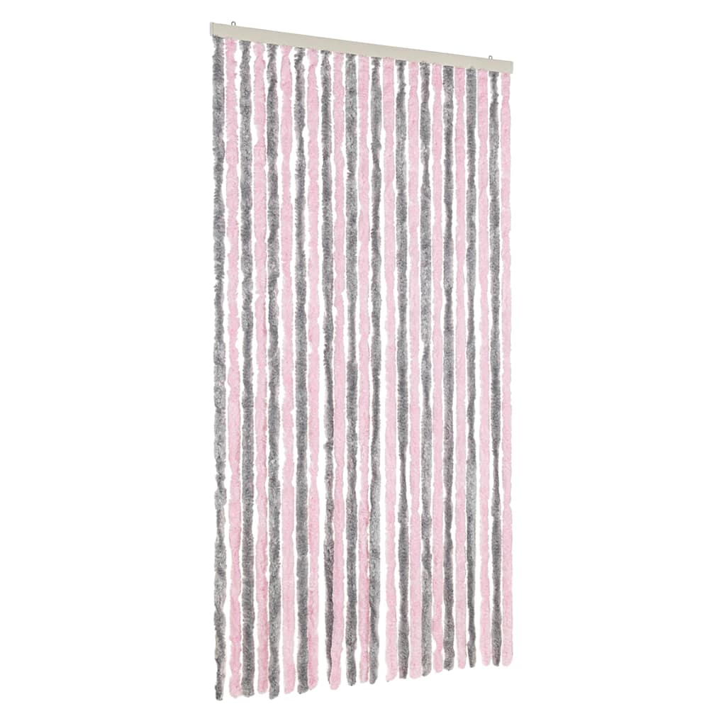 Zastor protiv muha srebrnosivi i ružičasti 100 x 200 cm šenil