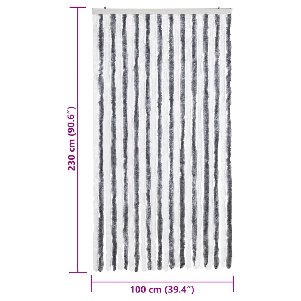 Zastor protiv muha sivo-bijeli 100 x 230 cm od šenila