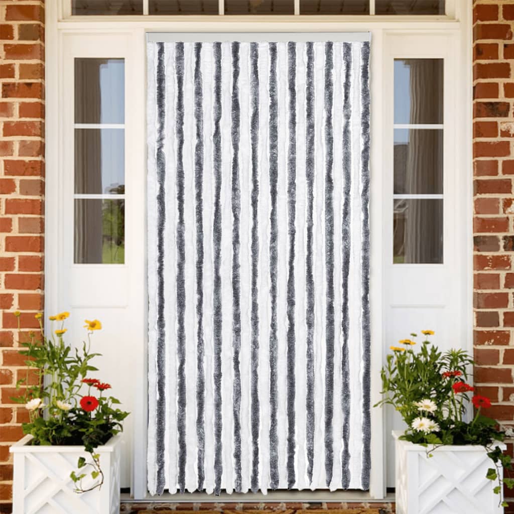 Zastor protiv muha sivo-bijeli 100 x 230 cm od šenila