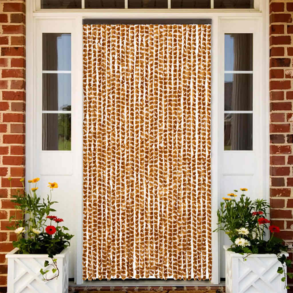 Zastor protiv muha oker-bijeli 90 x 200 cm od šenila