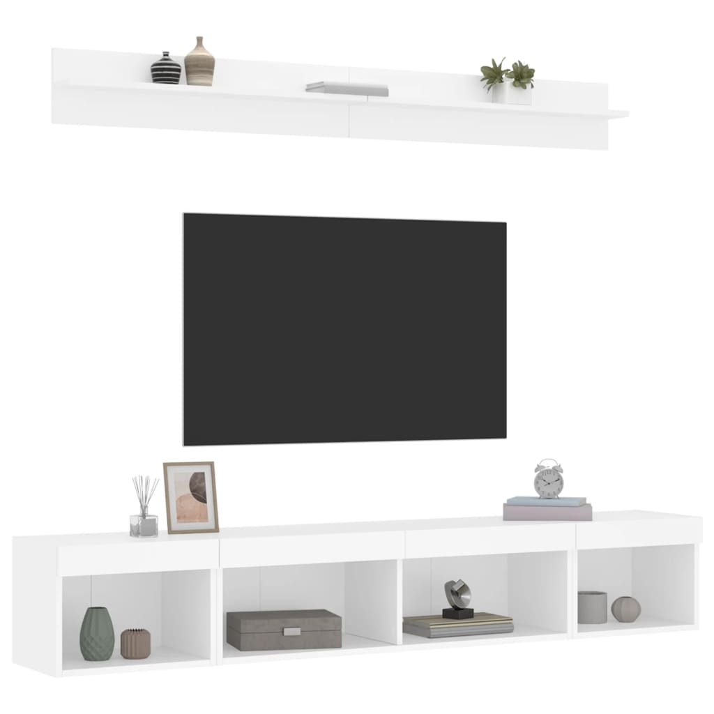 5-dijelni zidni TV elementi s LED bijeli od konstruiranog drva