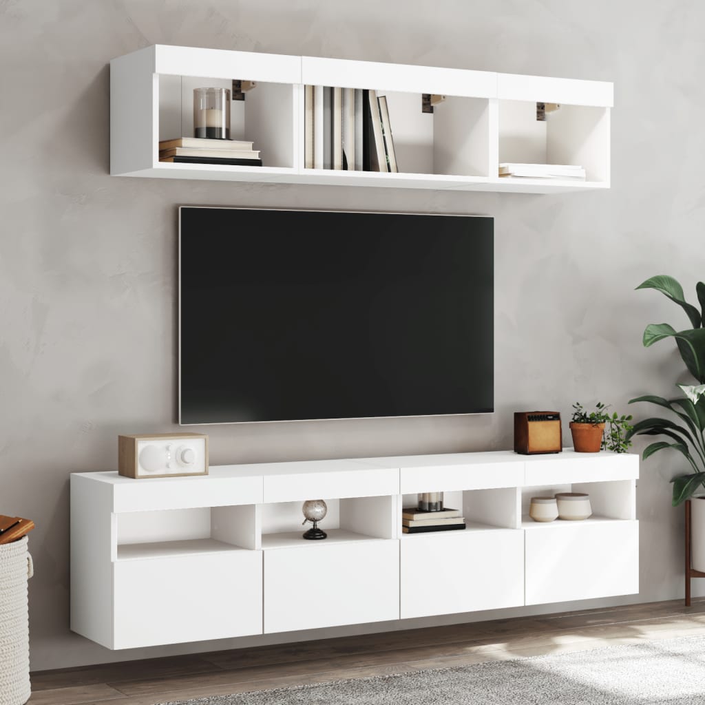 5-dijelni zidni TV elementi s LED bijeli od konstruiranog drva