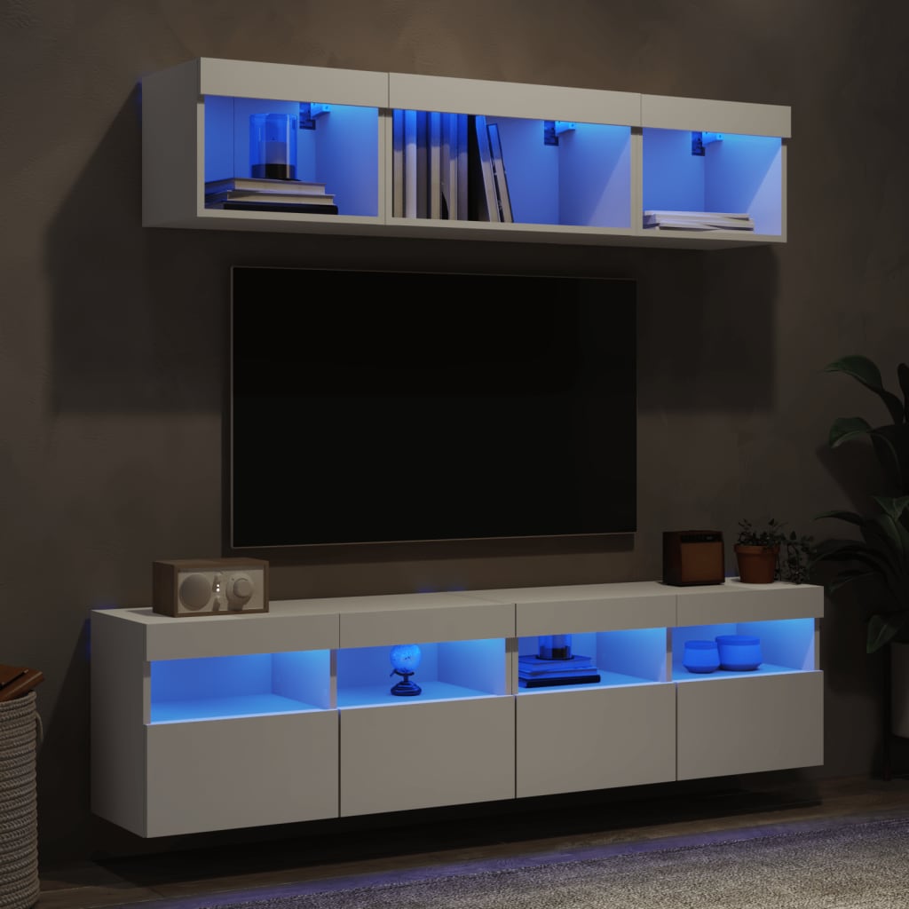 5-dijelni zidni TV elementi s LED bijeli od konstruiranog drva