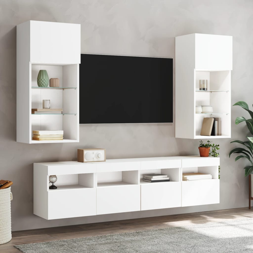 5-dijelni zidni TV elementi s LED bijeli od konstruiranog drva