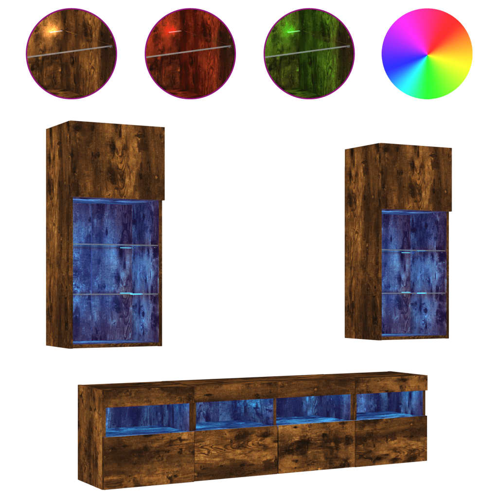 TV zidne jedinice s LED-om 5 pcs 40,5 x 30 x 90 cm