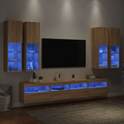 7-dijelni set zidnih TV ormarića LED boja hrasta sonome